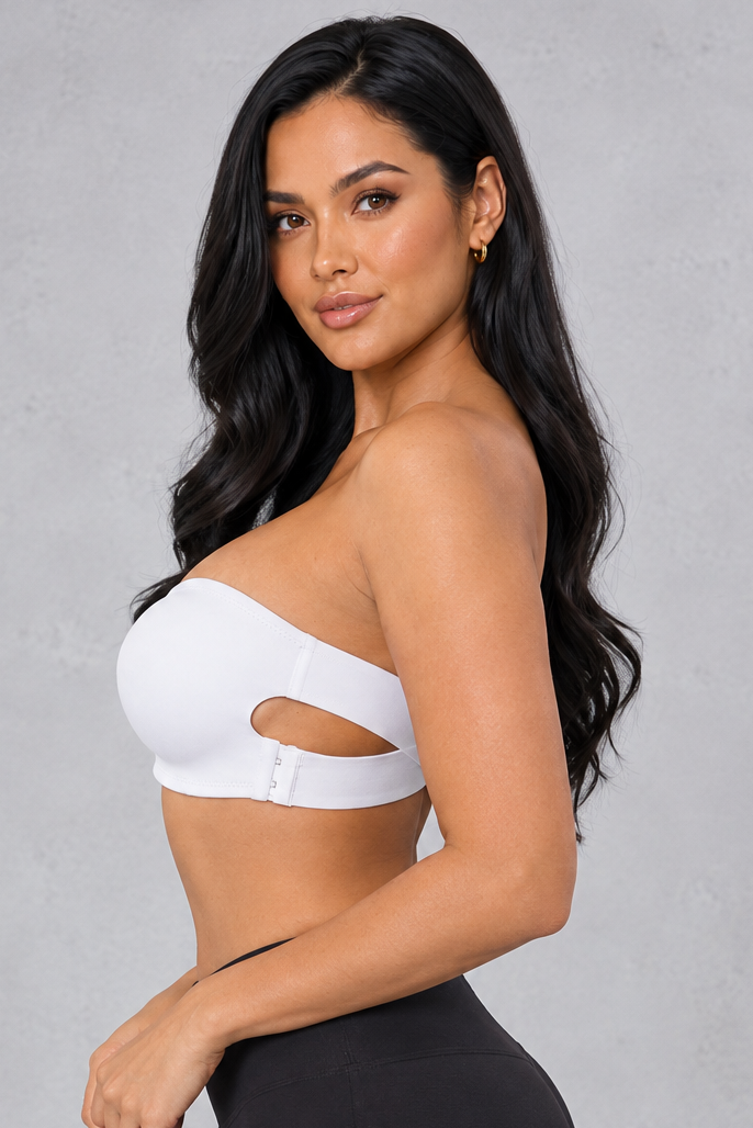 Sculp Seamless Strapless Bandeau Bra in White – side