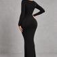 Sculp 2-in-1 long sleeve shapewear maxi dress in black – back view