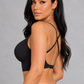 Sculp Deep Plunge Longline Push-Up Bra in Black – side, crossed straps