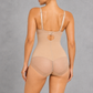 Sculp underwire push-up shaping bodysuit in nude, back view showing the hook closure and mesh brief