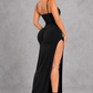 Sculp high-slit bodycon maxi dress in black, thigh-high slit