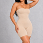 Sculp strapless mid-thigh shapewear bodysuit in nude, front view
