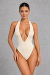 Sculp Backless Halter Neck Plunge Bodysuit