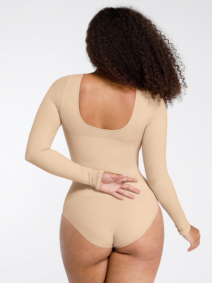 Sculp™ Long Sleeve Sculpt Bodysuit | Seamless Tummy Control Thong