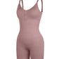 Sculp Ribbed Shaping Henley Bodysuit - Built-In Bra Tummy Control Bodysuit
