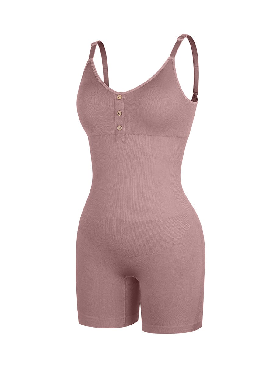 Sculp Ribbed Shaping Henley Bodysuit - Built-In Bra Tummy Control Bodysuit