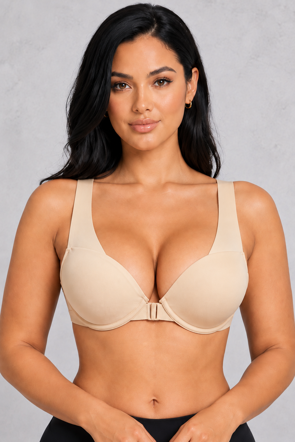 Sculp Front Clasp Racerback Push-Up Bra in Nude – front