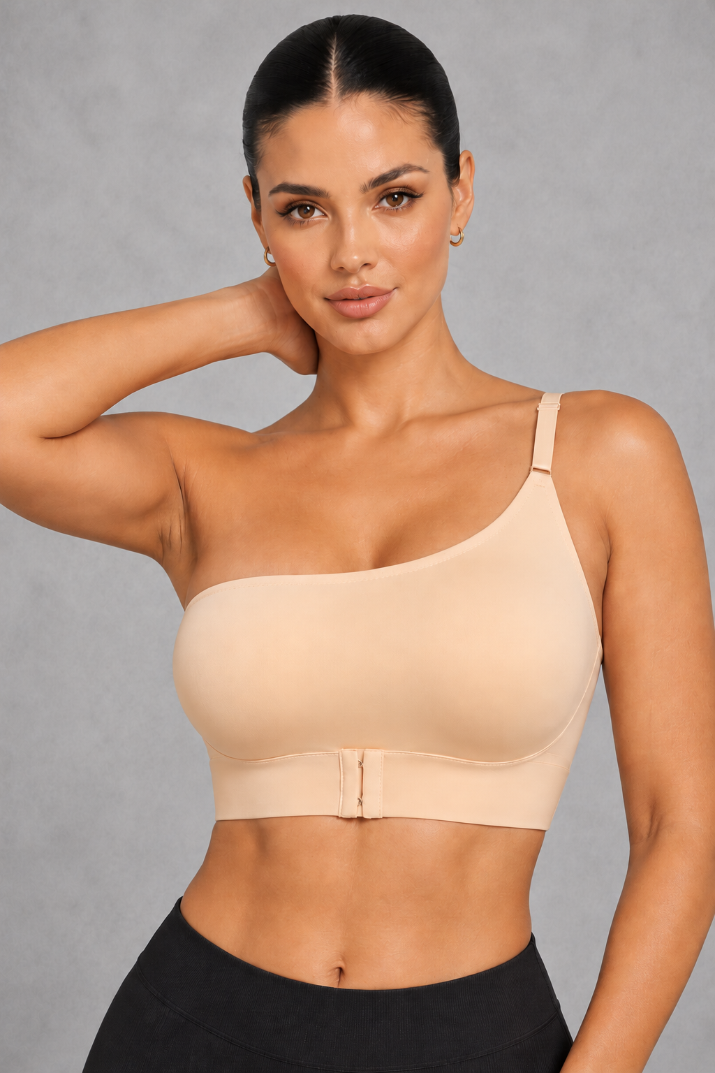 Sculp One-Shoulder Seamless Bra in Nude – front