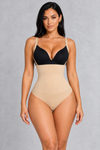 Sculp open bust thong bodysuit in nude, worn with own bra