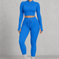 Sculp Ribbed Half-Zip Gym Co-Ord in Cobalt Blue – front view