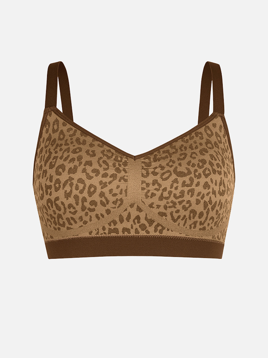 Sculp Seamless Leopard Bra - Wireless Double-Layer Support Bra