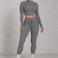 Sculp Ribbed Half-Zip Gym Co-Ord in Grey – front view