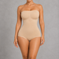 Sculp seamless strapless brief shaping bodysuit in nude, front view