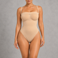 Sculp strapless high-leg compression bodysuit in nude with detachable straps, front view