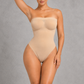 Sculp strapless high-leg compression bodysuit in nude with shaped cups, worn strapless