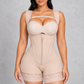 Sculp open bust steel-boned faja in nude, zip-front waist cincher