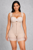 Sculp open bust steel-boned faja in nude, zip-front waist cincher