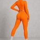 Sculp Ribbed Half-Zip Gym Co-Ord in Orange – back view