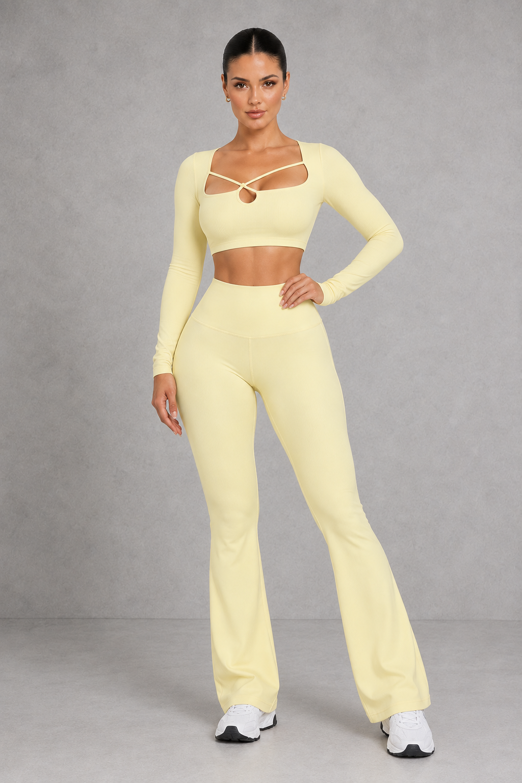 Sculp Cut-Out Crop Top & Flare Pants Set – image 7