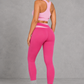 Sculp Colour Block Sports Bra & Leggings Set in Pink – back view of high-waisted leggings