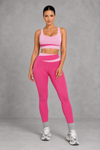 Sculp Colour Block Sports Bra & Leggings Set in Pink – front view