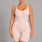 Sculp leopard print mid-thigh shaping bodysuit in pink leopard