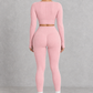 Sculp Ribbed Square Neck Gym Co-Ord in Pink – back view