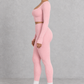 Sculp Ribbed Square Neck Gym Co-Ord in Pink – side view