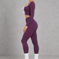 Sculp Long Sleeve Crop Top & Crossover Leggings Set in Purple – side view