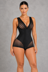 Sculp Corset Shaping Bodysuit in Black, front view