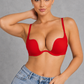 Sculp deep U plunge push-up bra in red