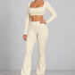 Sculp Flared Leggings Yoga Set in Apricot – front view