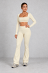 Sculp Flared Leggings Yoga Set in Apricot – front view