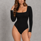 Sculp Square Neck Ribbed Bodysuit – Black
