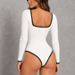 Sculp Square Neck Ribbed Bodysuit – White