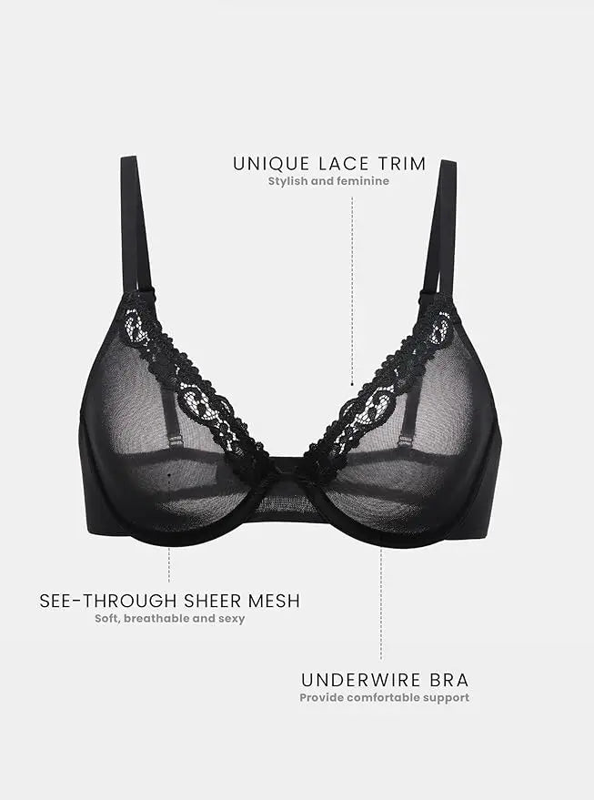 Sculp Sheer Mesh Balconette Support Bra