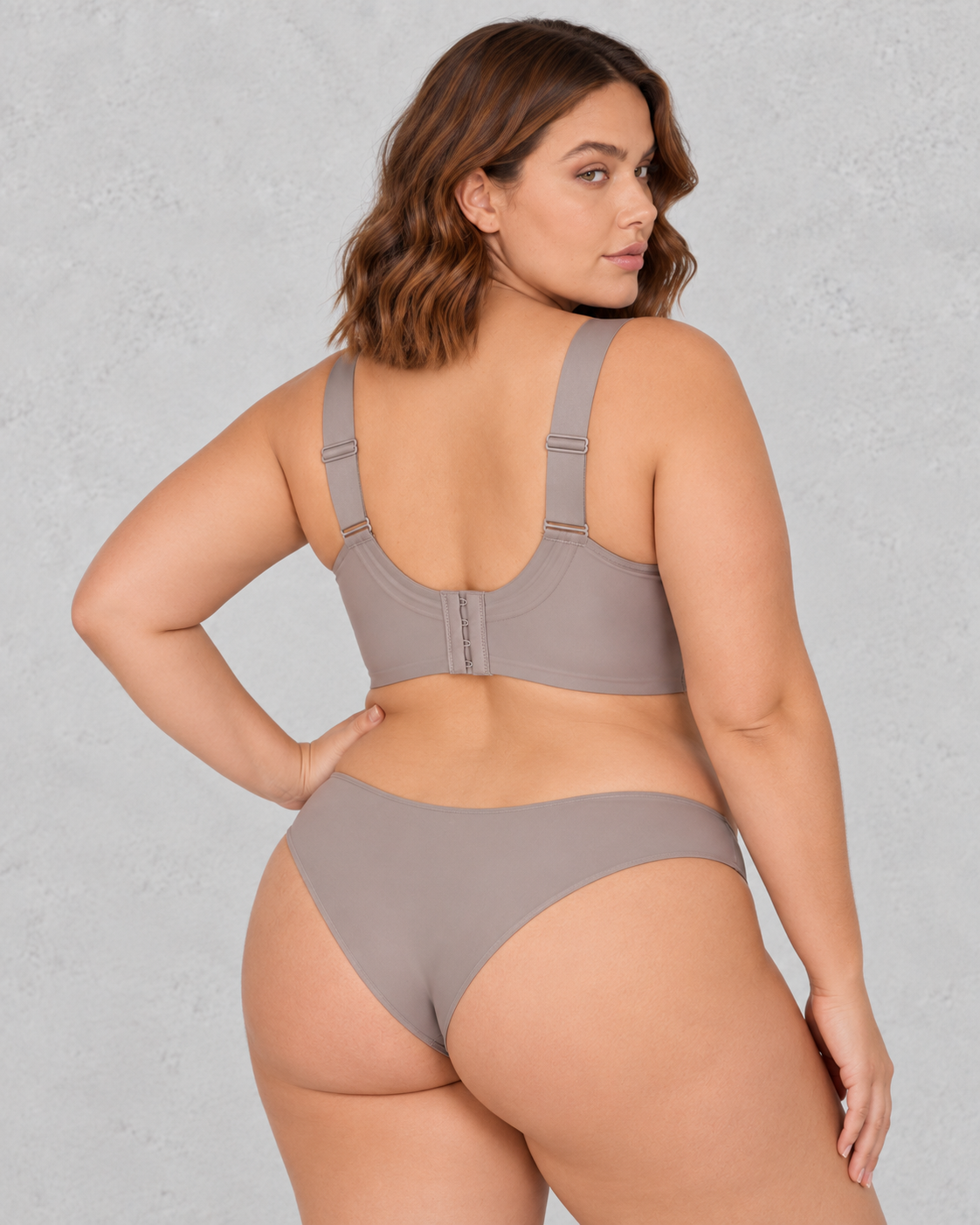 Sculp Seamless Full Coverage Wireless Bra in Taupe Grey – back