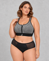 Sculp Zip-Front Sports Bra in Grey