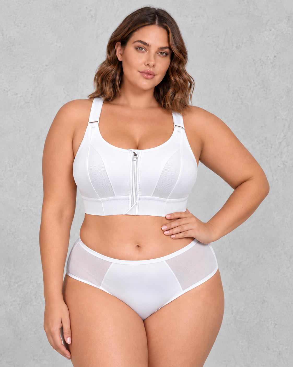 Sculp Zip-Front Sports Bra in White