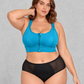 Sculp Zip-Front Sports Bra in Blue