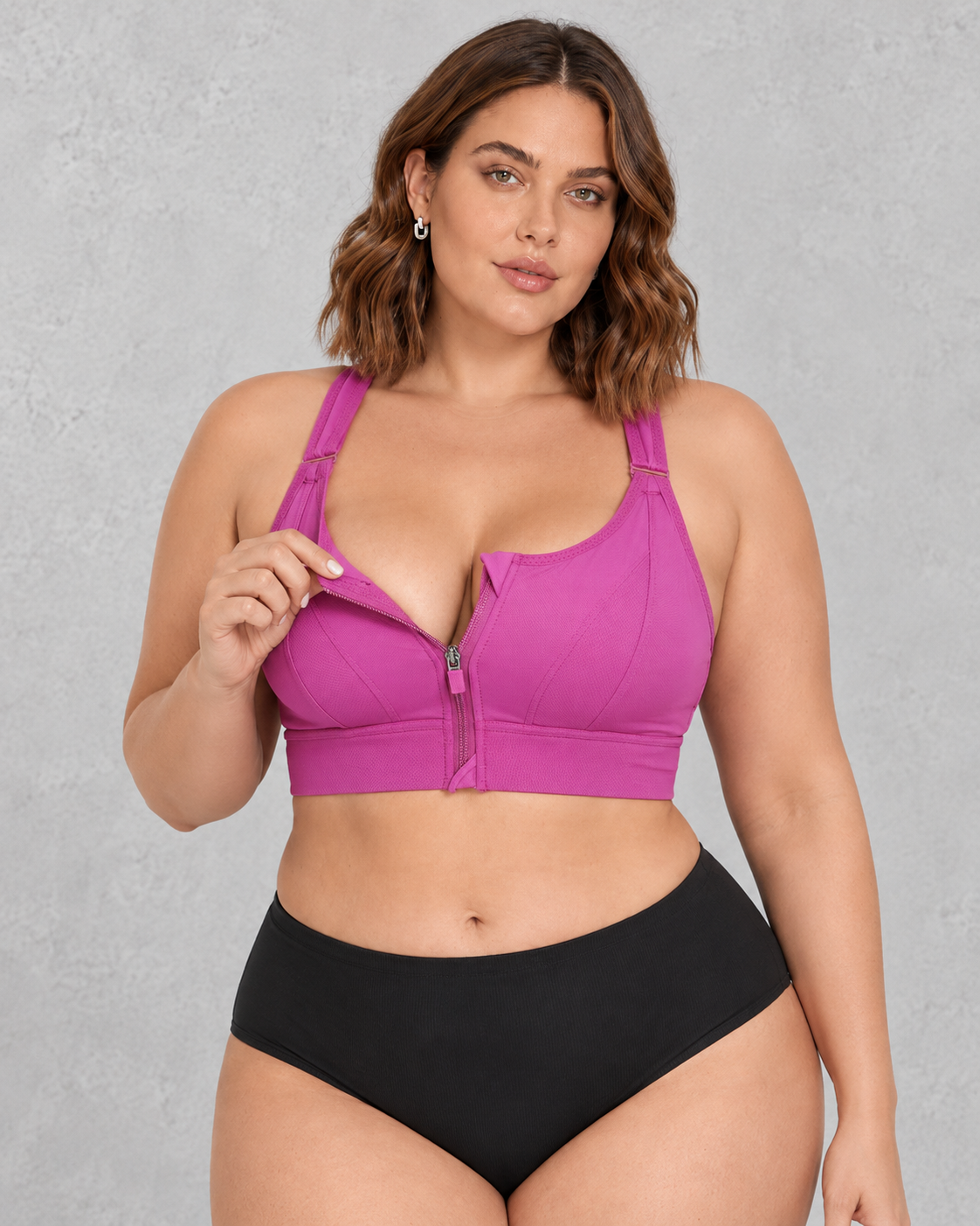 Sculp Zip-Front Sports Bra in Purple