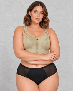 Sculp Zip-Front Sports Bra in Green