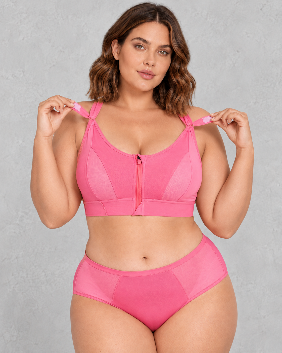 Sculp Zip-Front Sports Bra in Pink