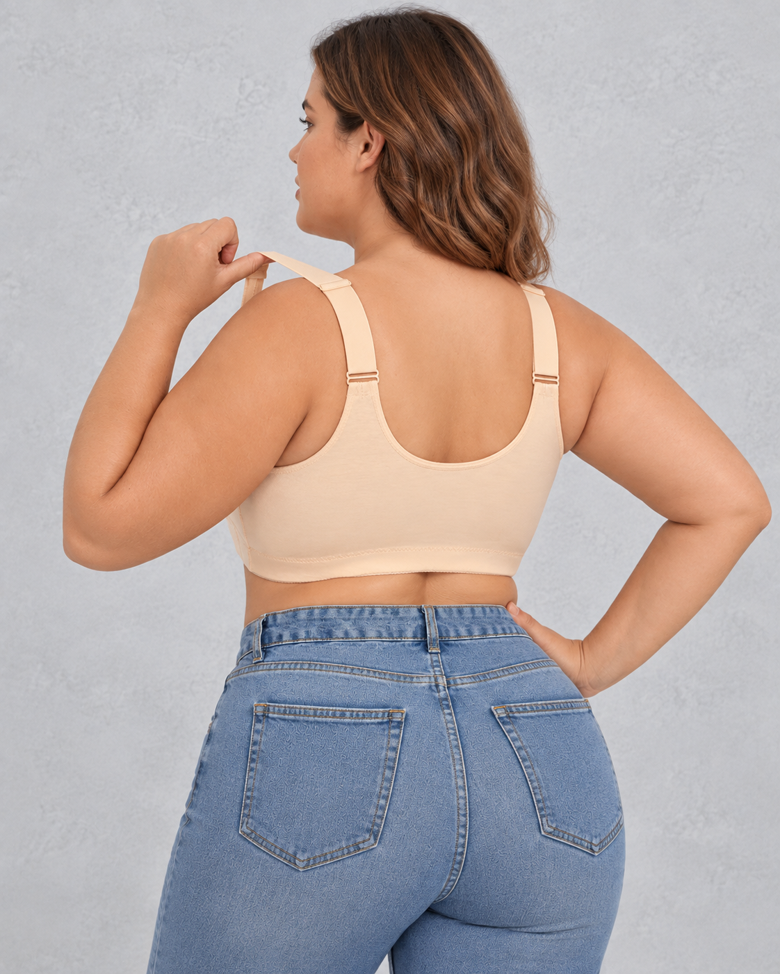 Sculp Front Closure Lace Comfort Bra in Nude – back