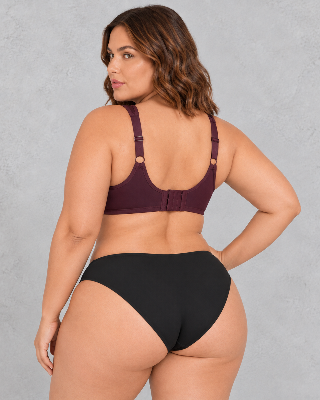 Sculp Lace-Top Full Coverage Minimiser Bra in Plum – back