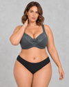 Sculp Lace-Top Full Coverage Minimiser Bra in Charcoal – front