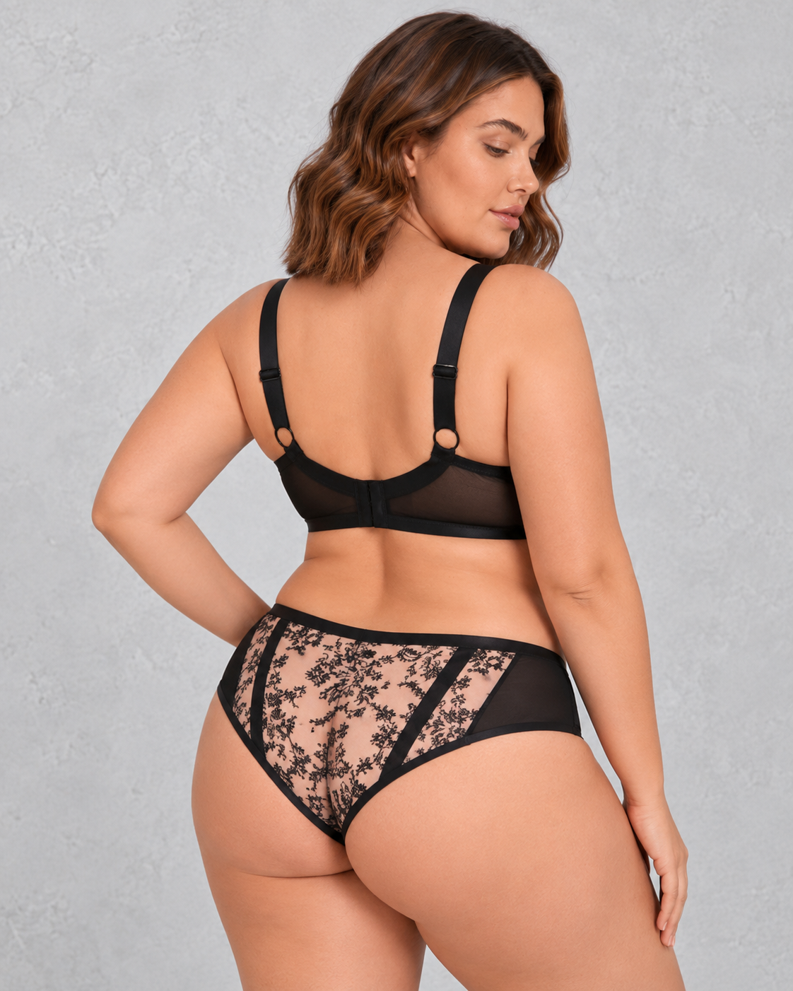 Sculp Sheer Lace Balcony Bra in Black – back
