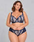 Sculp Sheer Lace Balcony Bra in Navy – front