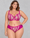 Sculp Sheer Lace Balcony Bra in Magenta – front