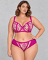 Sculp Sheer Lace Balcony Bra in Magenta – front